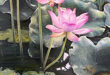 Vẽ Tranh Tường Đầm Sen BMT – Nét Đẹp Thanh Tịnh Cho Không Gian Sống Và Tu Tập