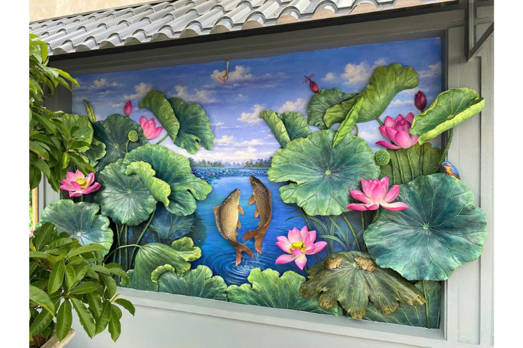 Tranh đắp nổi phù điêu kênh bông