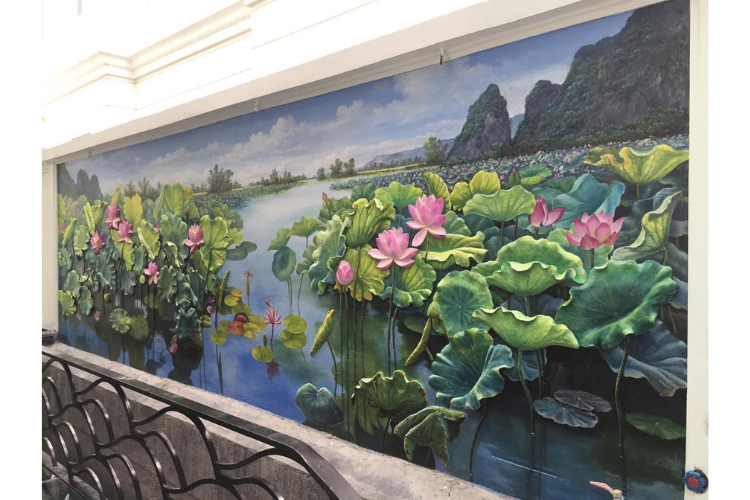 Tranh đắp nổi phù điêu kênh bông