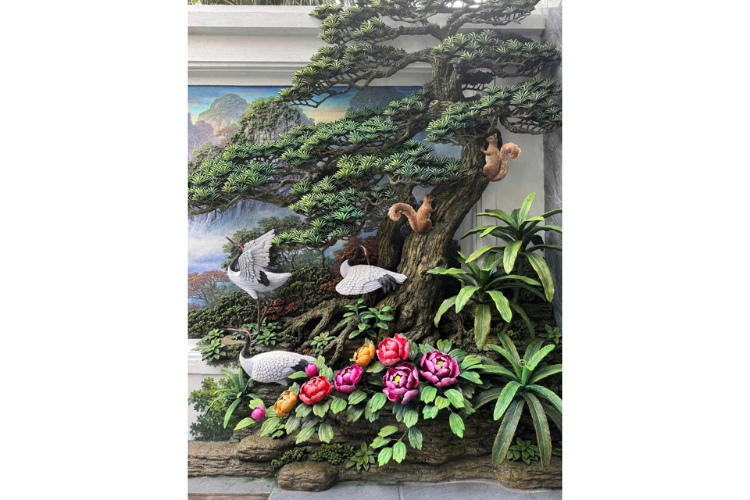 Tranh đắp nổi phù điêu kênh bông